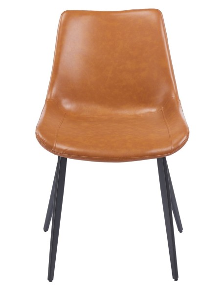 Silla MADRIGAL, metal, similpiel vintage marrón