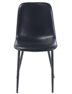Silla PEÑAFIEL, metal, similpiel vintage negra