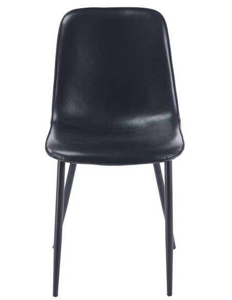 Silla PEÑAFIEL, metal, similpiel vintage negra