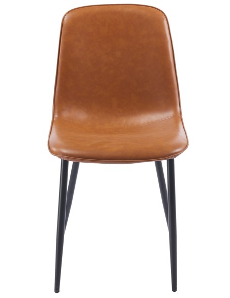 Silla PEÑAFIEL, metal, similpiel vintage marrón