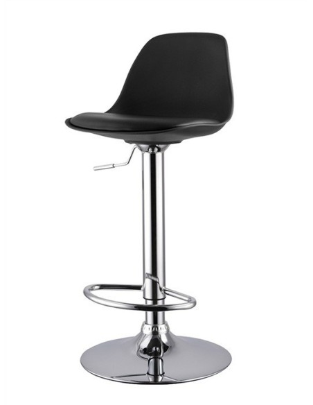 Taburete TOW RG, cromado, polipropileno y cojín negro