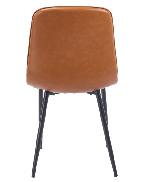 Silla PEÑAFIEL, metal, similpiel vintage marrón