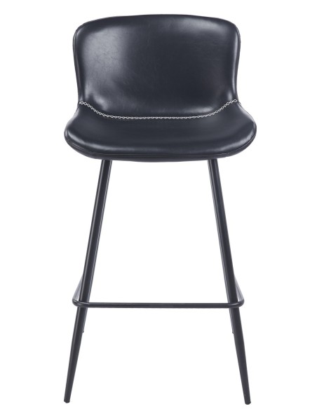 Taburete SAMPER, metal, similpiel vintage negra