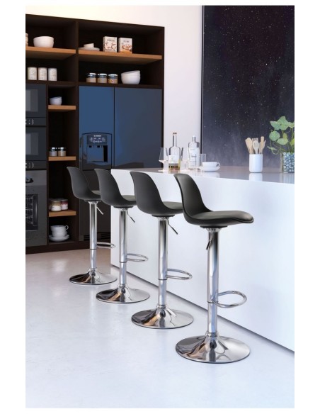 Taburete TOW RG, cromado, polipropileno y cojín negro