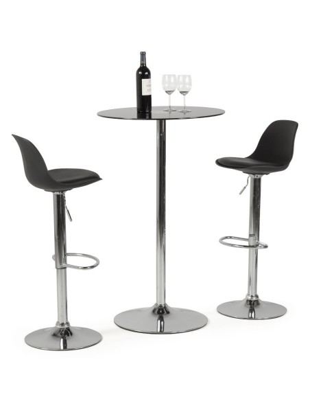 Taburete TOW RG, cromado, polipropileno y cojín negro