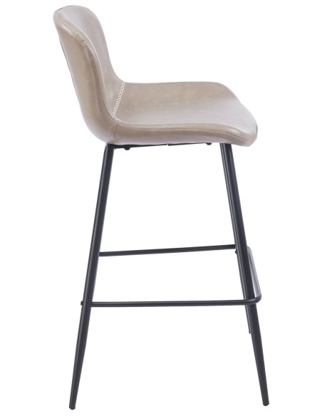 Taburete SAMPER, metal, similpiel vintage gris