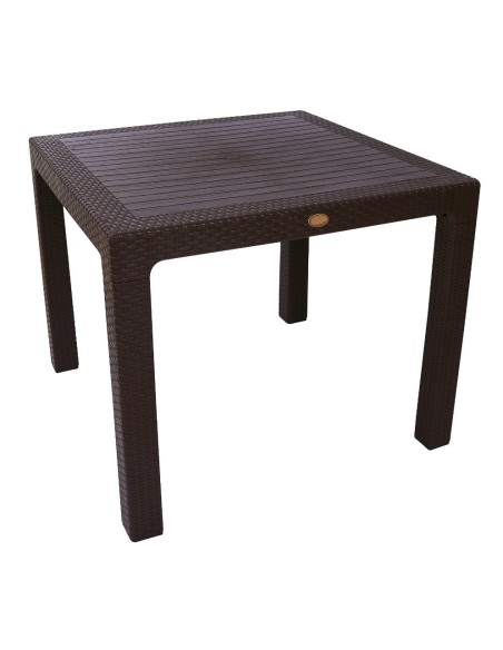 Mesa FARO, polipropileno marrón chocolate, 90 x 90 cms