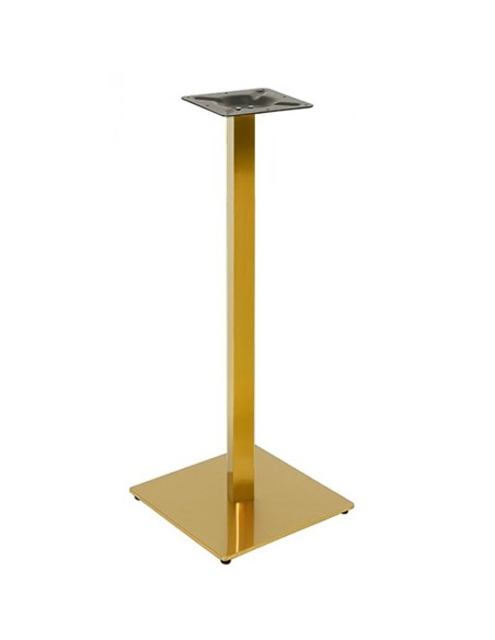 Base de mesa TROCADERO 110DO, alta, acero inox, dorada, base acero de 8 mm. 45 x 45 cms, altura 110 cms
