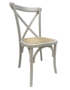 Silla CROSS SX, madera de haya, blanca, asiento de ratán