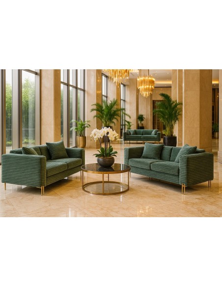 Sofá LARIOS, 3 plazas, tejido corduroy verde claro