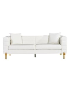 Sofá LARIOS, 3 plazas, tapizado similpiel blanca 2