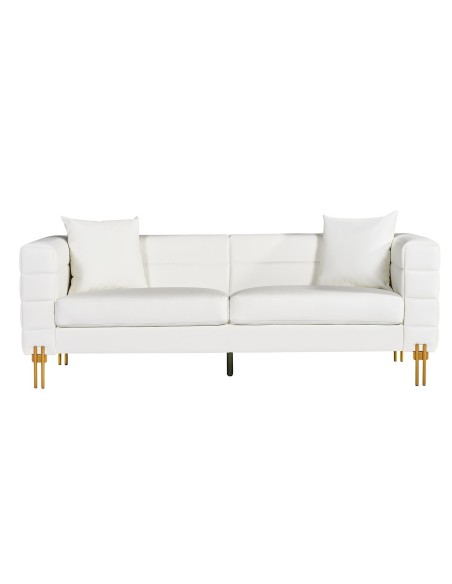 Sofá LARIOS, 3 plazas, tapizado similpiel blanca