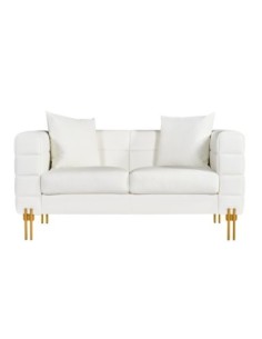 Sofá LARIOS, 2 plazas, tapizado similpiel blanca 2