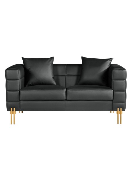 Sofá LARIOS, 2 plazas, tapizado similpiel negra