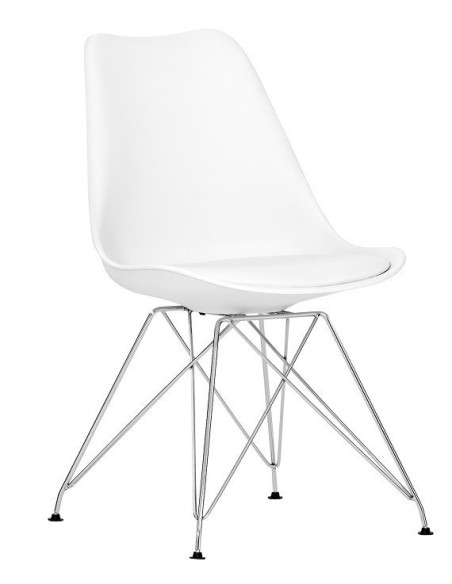 Silla BELLA (SU), cromada, carcasa y cojín blanco
