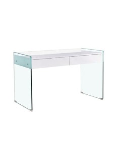 Mesa LIMOGES, cristal, cajonera, lacada blanca, 120 x 60 cms 2