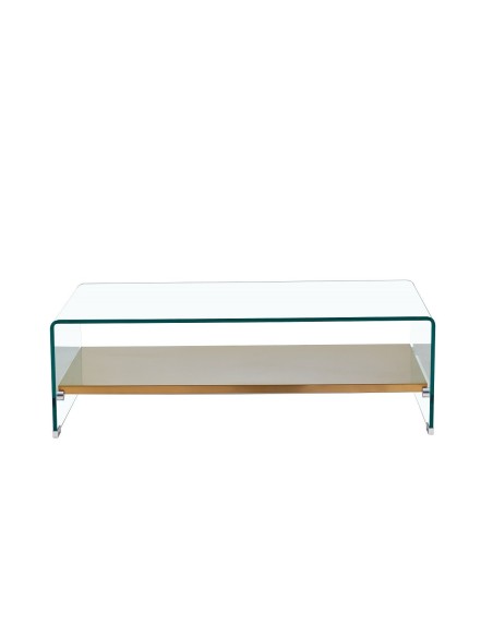 Mesa POITIERS, baja, estante, cristal, 110x55 cms