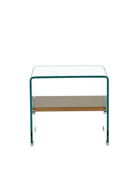 Mesa POITIERS, baja, estante, cristal, 50 x 40 cms