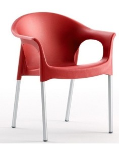 Sillón NILO, aluminio, apilable, polipropileno rojo*