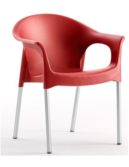 Sillón NILO, aluminio, apilable, polipropileno rojo*