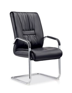 Sillón de oficina FLANDES, fijo de patín, cromado, similpiel negra