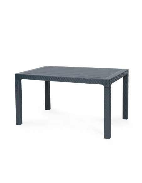 Mesa TROPICAL, ratán, polipropileno antracita, 150 x 90 cms