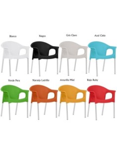 Sillón NILO, aluminio, apilable, polipropileno rojo* 2