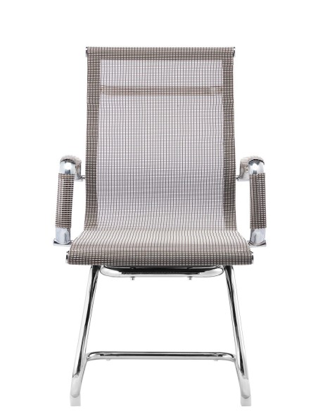 Sillón de oficina PRAGA, fijo, cromado, malla marrón