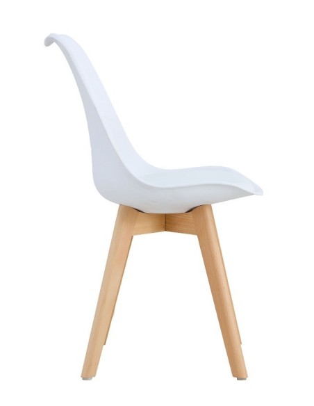 Silla TORRE 4P ( SU ), madera, polipropileno y cojín blanco