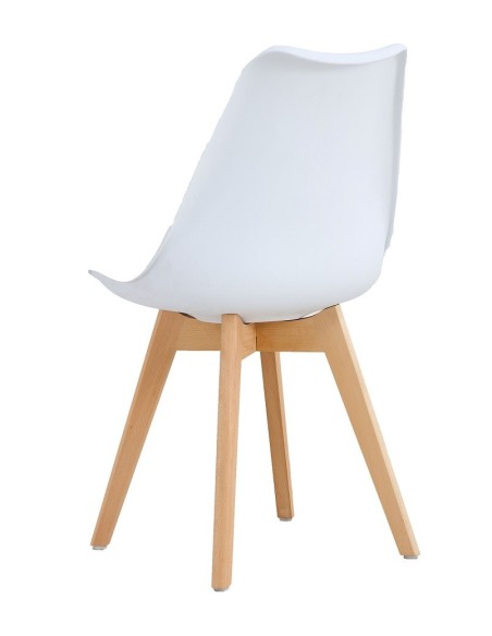 Silla TORRE 4P ( SU ), madera, polipropileno y cojín blanco