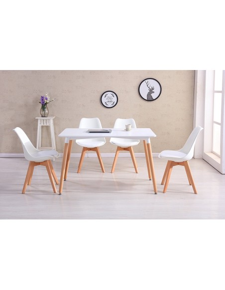 Silla TORRE 4P ( SU ), madera, polipropileno y cojín blanco
