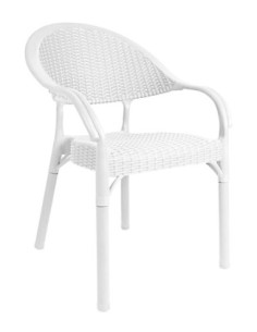 Sillón TORREMOLINOS, apilable, patas metálicas, polipropileno blanco
