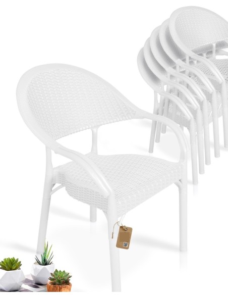 Sillón TORREMOLINOS, apilable, patas metálicas, polipropileno blanco