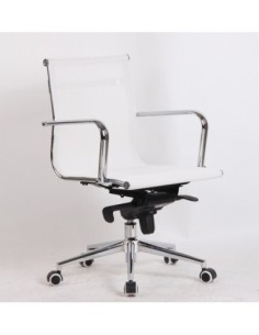 Sillón de oficina MAX NEW, giratorio, malla blanca