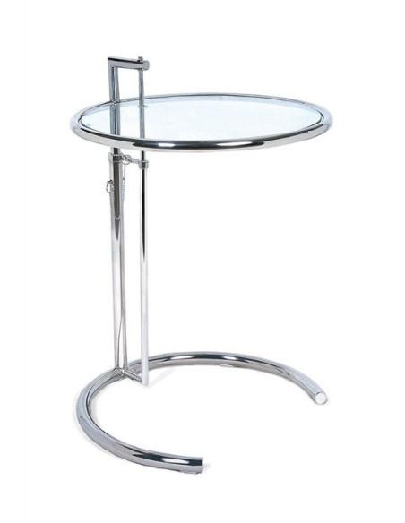 Mesa EG NEW, regulable, acero inoxidable y cristal, 50 cms de diámetro