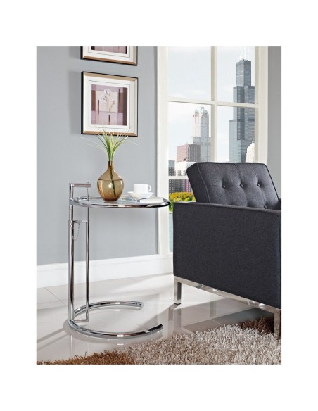 Mesa EG NEW, regulable, acero inoxidable y cristal, 50 cms de diámetro