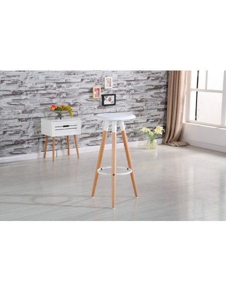 Taburete OTILIO NEW, madera, polipropileno blanco