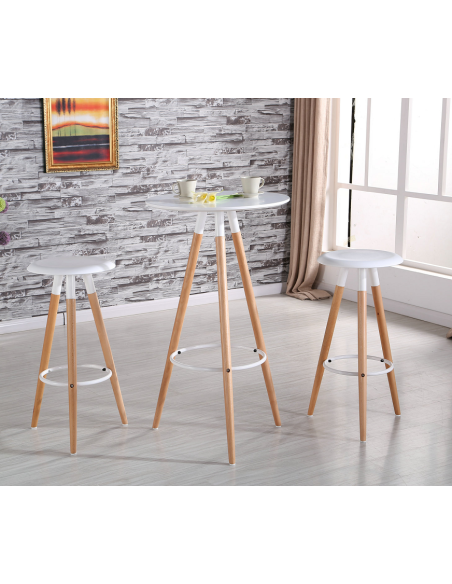 Taburete OTILIO NEW, madera, polipropileno blanco