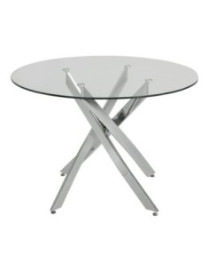 Mesa CHANTAL 100, cromada, cristal, 100 cms diámetro