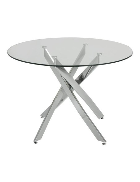 Mesa CHANTAL 100, cromada, cristal, 100 cms diámetro