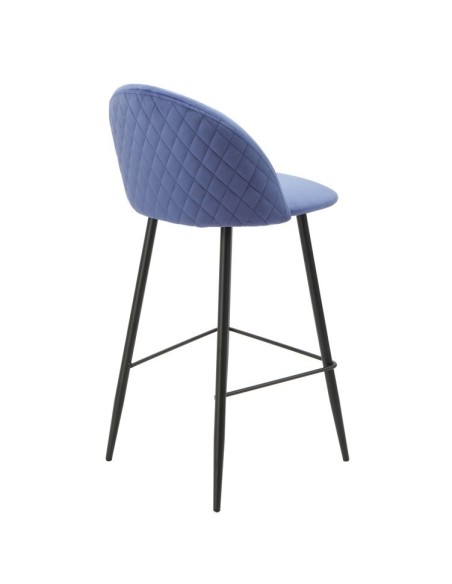 Taburete MAGDA, metal, tapizado velvet azul