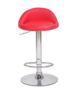Taburete ALIVERI, cromado, similpiel roja 2