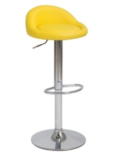 Taburete ALIVERI, cromado, similpiel amarilla