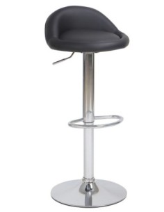 Taburete ALIVERI, cromado, similpiel negra