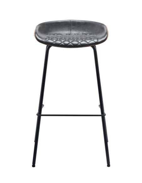 Taburete MISSOURI, metal, similpiel cuero marrón y negro