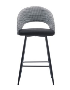 Taburete CLEO, metal, tapizado pata de gallo con negro 2