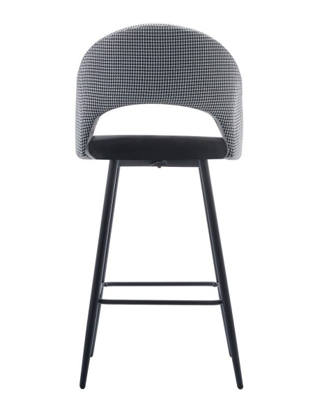 Taburete CLEO, metal, tapizado pata de gallo con negro