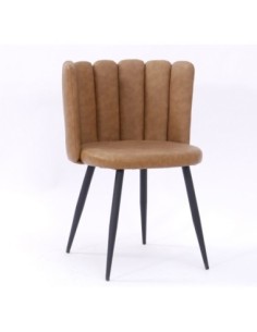 Silla RAMSÉS, metal, tapizado similpiel marrón claro