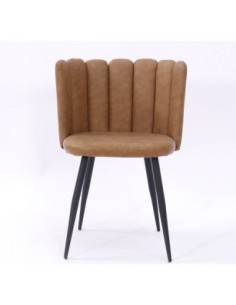 Silla RAMSÉS, metal, tapizado similpiel marrón claro 2