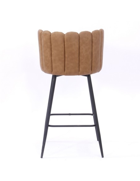 Taburete RAMSES, metal, tapizado similpiel marrón claro